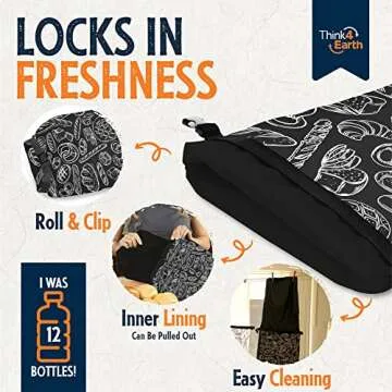 THINK4EARTH® - 2 Packs Bread Bags, Bread Bags for Homemade Bread Loaf, Freezer Bread Storage Bag, Bread Container, Reusable Food Storage Bag, Large Bread Bags for Homemade Bread with Double Lining.