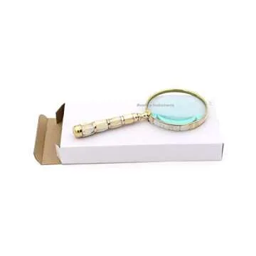RII Magnifying Glass with Mother of Pearl Handle, Handheld 10x Magnifying Glass Lens, Antique Magnifier, Reading, Inspection, Coin & Stamp, Astrologer, Low Sight Elderly Collectible Décor Gift 4"