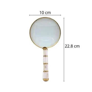 RII Magnifying Glass with Mother of Pearl Handle, Handheld 10x Magnifying Glass Lens, Antique Magnifier, Reading, Inspection, Coin & Stamp, Astrologer, Low Sight Elderly Collectible Décor Gift 4"