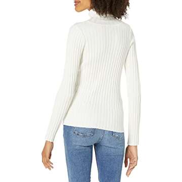 The Drop Women's Amy Fitted Turtleneck Ribbed Sweater Sweater, -Ivory, XS