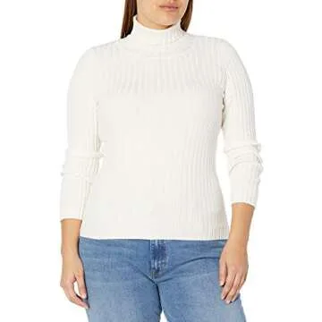 The Drop Women's Amy Fitted Turtleneck Ribbed Sweater Sweater, -Ivory, XS