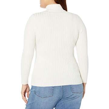 The Drop Women's Amy Fitted Turtleneck Ribbed Sweater Sweater, -Ivory, XS