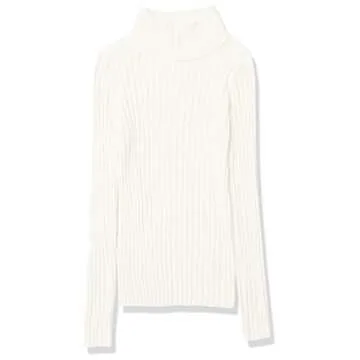 The Drop Women's Amy Fitted Turtleneck Ribbed Sweater Sweater, -Ivory, XS
