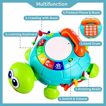 10 in 1 Baby Musical Turtle Toy for Infants 6-12 Months