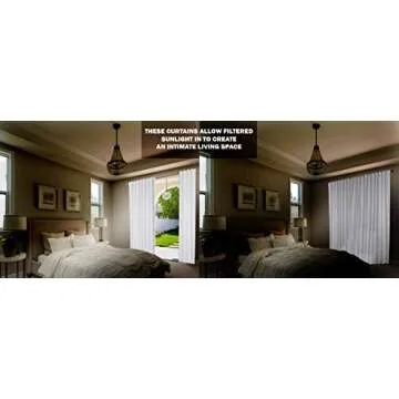 White Cotton Curtains 96 Inches Long for Living Room - Textured Semi Sheer Light Filtering Window Curtain for Boho Décor - Farmhouse Linen Back Tab Drapes for Bedroom Kitchen - 50x96 Inch, 2 Panels