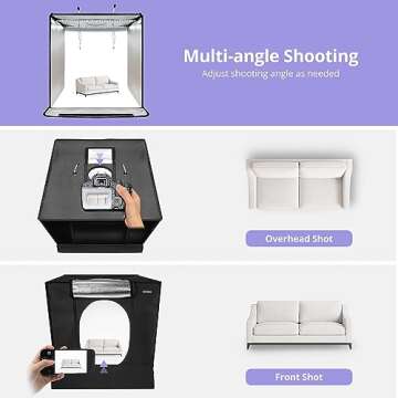 LimoStudio 24 x 24 inch (New Model) LED Light Box Photo Shooting Tents, 120 LED > 4000 Lumen, CRI > 95, Elastic Ceiling String Clip for Hanging Object, Transparent Clay for Object Position, AGG1071