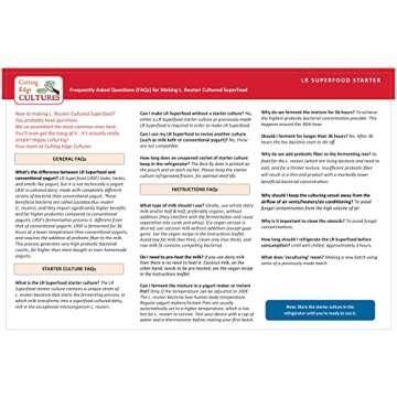 LR SuperFood Starter Culture L. Reuteri ProBiotic Cultured Dairy Low And Slow Yogurt Lactobacillus