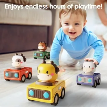 iPlay Press and Go Car Toys for Toddlers 1-3 Years