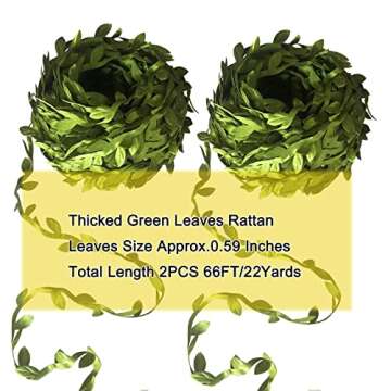 KEHAWK 2PCS 66FT Artificial Vines Fake Hanging Plants Leaves Ribbon Leaf Vine Trim Foliage Rattan DI...
