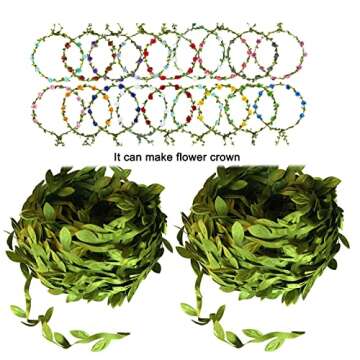KEHAWK 2PCS 66FT Artificial Vines Fake Hanging Plants Leaves Ribbon Leaf Vine Trim Foliage Rattan DIY Wreath Foliage Green Leaves Ribbon Decorative Home Wall Garden Wedding Party Wreaths Decor
