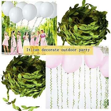 KEHAWK 2PCS 66FT Artificial Vines Fake Hanging Plants Leaves Ribbon Leaf Vine Trim Foliage Rattan DIY Wreath Foliage Green Leaves Ribbon Decorative Home Wall Garden Wedding Party Wreaths Decor