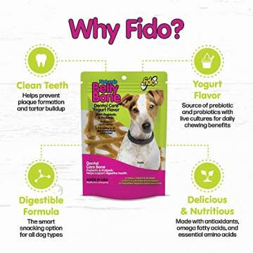 Fido Naturals Belly Bones for Dogs, Yogurt Flavored Small Dog Dental Treats - 13 Treats Per Pack (3 Pack) - Made in USA, Plaque & Tartar Control, for Fresh Breath and Digestive Health Support