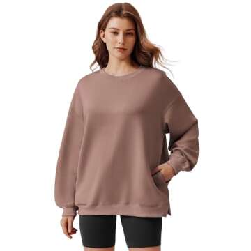 PINSPARK Womens Crewneck Sweatshirt Long Sleeve Pullover Tops Stretch Fall Outfits Y2K Sweat Shirts ...