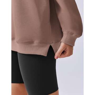 PINSPARK Womens Crewneck Sweatshirt Long Sleeve Pullover Tops Stretch Fall Outfits Y2K Sweat Shirts with Pockets, Taupetastic Small