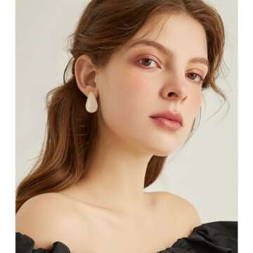 GELVTIC Chunky Gold Hoop Earrings Silver Teardrop Earrings for Women Water Drop Earrings Dupes Lightweight Dangling Earrings Rhinestone Crystal Dangle Earrings Cubic Zirconia Earrings Wedding Bridal