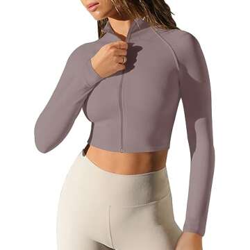 LASLULU Long Sleeve Workout Jacket Crop Tops Active Yoga Athletic Sweatshirts Zipper Up Seamless Gym...