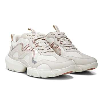 Vionic Women's Vasher Electra Lace Up Sneaker- Comfortable Fashion Sneakers That Include Three-Zone Comfort with VIO Motion Orthotic Insole Arch Support, Medium Fit Cream 6.5 Medium US