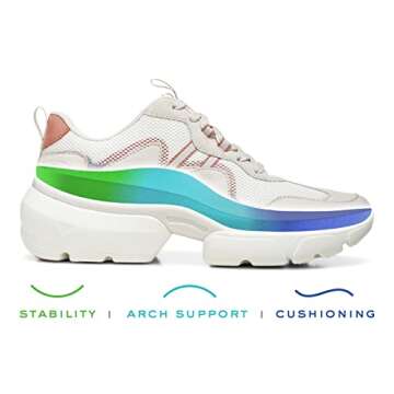 Vionic Women's Vasher Electra Lace Up Sneaker- Comfortable Fashion Sneakers That Include Three-Zone Comfort with VIO Motion Orthotic Insole Arch Support, Medium Fit Cream 6.5 Medium US