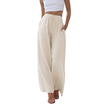 Hooever Women's Wide Leg Cotton Linen Pants - Stylish & Comfortable