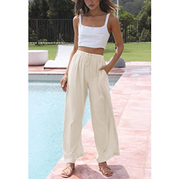 Hooever Women's Wide Leg Cotton Linen Pants - Stylish & Comfortable