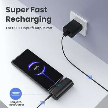 Mini Portable Charger Power Bank for iPhone 16/15 Series, [2024 Upgraded] 5200mAh PD USB C Battery Pack with LCD Display, Compatible with iPhone 16 /15 /Plus/ Pro/ Pro Max/iPad Pro/air Android Phone
