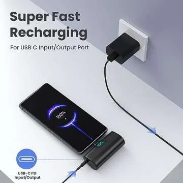 Mini Portable Charger Power Bank for iPhone 16/15 Series, [2024 Upgraded] 5200mAh PD USB C Battery Pack with LCD Display, Compatible with iPhone 16 /15 /Plus/ Pro/ Pro Max/iPad Pro/air Android Phone