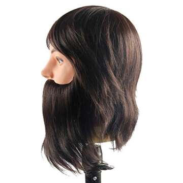 Zenyinfa Male Mannequin Head 100% Human Hair Training Doll Head for Hair Styling Cosmetology Manikin head for Cutting with Clamp Stand