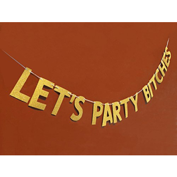 FECEDY Glitter Gold Alphabet Party Banner Reusable Decor