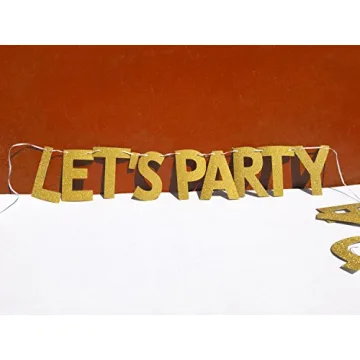FECEDY Glitter Gold Alphabet Party Banner Reusable Decor
