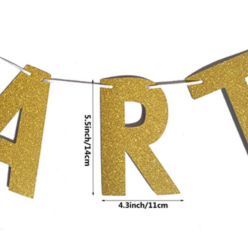 FECEDY Glitter Gold Alphabet Party Banner Reusable Decor