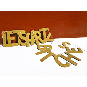 FECEDY Glitter Gold Alphabet Party Banner Reusable Decor