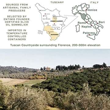 Entimio Distinto - Tuscany Robust Extra Virgin Olive Oil Organic, Italian Olive Oil from Italy, 2024 Gold Award Winner, +500 mg/kg Polyphenol Rich Olive Oil - Early Harvest, Cold Pressed - 8.5 fl oz