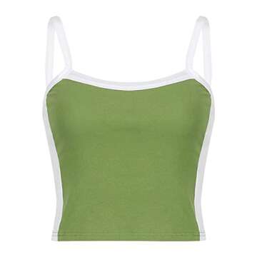 KMBANGI Halter Neck Crop Cami Top Knitted Printed Tank Tops Tee Y2k Sleeveless Strappy Summer Shirts Streetwear (Vest Mini Green,S)