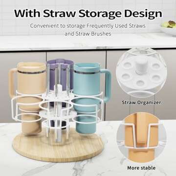 Water Bottle Organizer Holder Compatible for Stanley 40 & 30oz Cup and Straw,Rotatable Stanley Cup O...