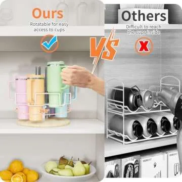 Water Bottle Organizer Holder Compatible for Stanley 40 & 30oz Cup and Straw,Rotatable Stanley Cup Organizer Holder,Water Bottle Rack,Kitchen Organizers and Storage for Stanley Cup Accessories