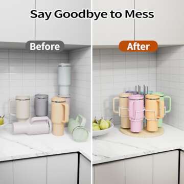 Water Bottle Organizer Holder Compatible for Stanley 40 & 30oz Cup and Straw,Rotatable Stanley Cup Organizer Holder,Water Bottle Rack,Kitchen Organizers and Storage for Stanley Cup Accessories