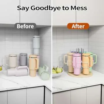 Water Bottle Organizer Holder Compatible for Stanley 40 & 30oz Cup and Straw,Rotatable Stanley Cup Organizer Holder,Water Bottle Rack,Kitchen Organizers and Storage for Stanley Cup Accessories