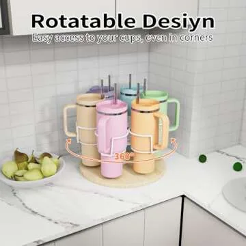 Water Bottle Organizer Holder Compatible for Stanley 40 & 30oz Cup and Straw,Rotatable Stanley Cup Organizer Holder,Water Bottle Rack,Kitchen Organizers and Storage for Stanley Cup Accessories