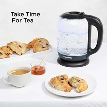 Chefman 1.7L Electric Kettle Easy Fill Lid LED Indicator