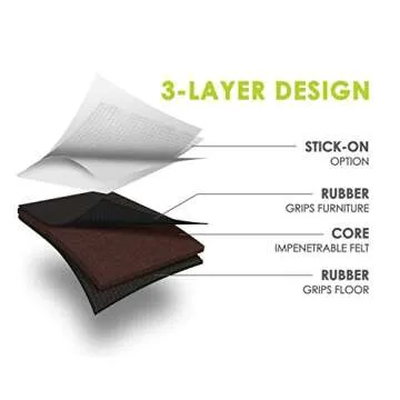 Slipstick GorillaPads CB142 Non-Slip Furniture Pads/Grippers (Set of 8) Furniture Leg Floor Protectors, 2 Inch Square, Black