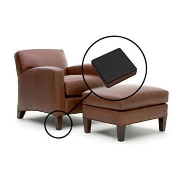 Slipstick GorillaPads CB142 Non-Slip Furniture Pads/Grippers (Set of 8) Furniture Leg Floor Protectors, 2 Inch Square, Black