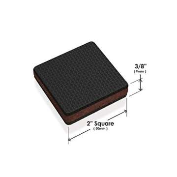 Slipstick GorillaPads CB142 Non-Slip Furniture Pads/Grippers (Set of 8) Furniture Leg Floor Protectors, 2 Inch Square, Black