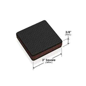 Slipstick GorillaPads CB142 Non-Slip Furniture Pads/Grippers (Set of 8) Furniture Leg Floor Protectors, 2 Inch Square, Black