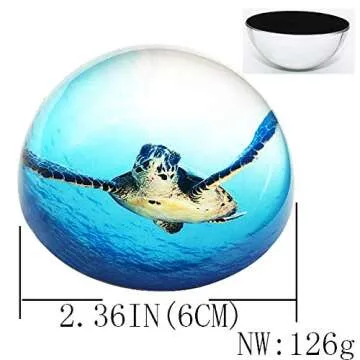 Waltz&F Crystal Sea Turtle Paperweight Galss Globe Hemisphere Home Office Table Decoration