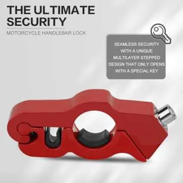 LKV Motorcycle Handlebar Lock Anti-Theft Brake Grip Throttle Lock Red Adjustable Universal for Bike Scooter Mopeds ATV 2 Pack