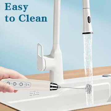 BSRGMS Milk Frother Handheld with Stand, Electric Whisk 3 Speed Adjustable, Drink Mixer with Stainless 3 Whisk, Rechargeable Hand Frother Wand, Foam Maker for Latte Cappuccino Hot Chocolate Egg Beige