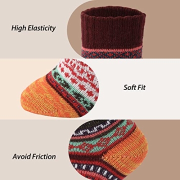 Trifabricy Women's Wool Socks - Cozy 5 Pairs for Winter
