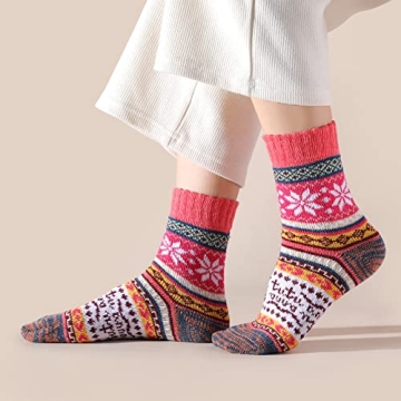 Trifabricy Women's Wool Socks - Cozy 5 Pairs for Winter