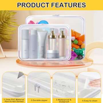 AOBOPLE Clear Hard Shell Zipper Case,Large Toy Storage Bags,Reusable Clear Plastic Board Game Storage,Clear Zipper Case Travel Waterproof Organizer Bags for Snacks Toy Intimate