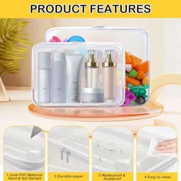 AOBOPLE Clear Hard Shell Zipper Case,Large Toy Storage Bags,Reusable Clear Plastic Board Game Storage,Clear Zipper Case Travel Waterproof Organizer Bags for Snacks Toy Intimate